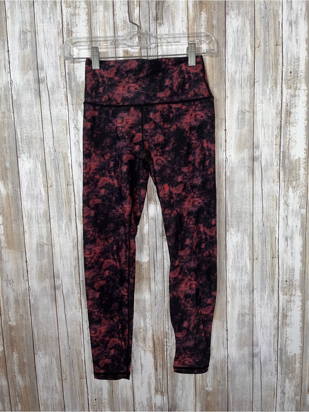 ZYIA Active Red Black Tie Dye High Rise 7/8 Leggings Size 2